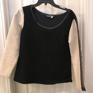 Waverly Grey Wool Leather Accent Sweater Top